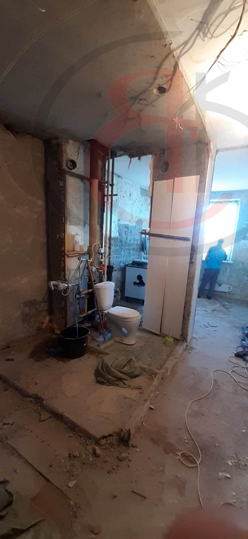 р-н Бирюлево, Новый ремонт ванной и туалета, после сноса сантех кабины в панельном доме, Как проходил ремонт в помещении, фото отчет (9)