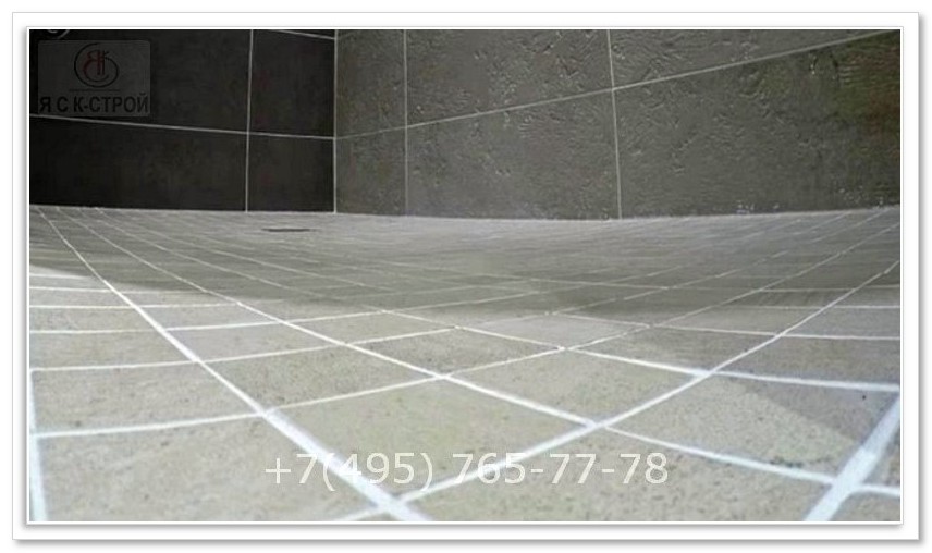Стоимость ремонта ванной комнаты - Плитку на пол уложили специалисты компании Яск Строй в Москве