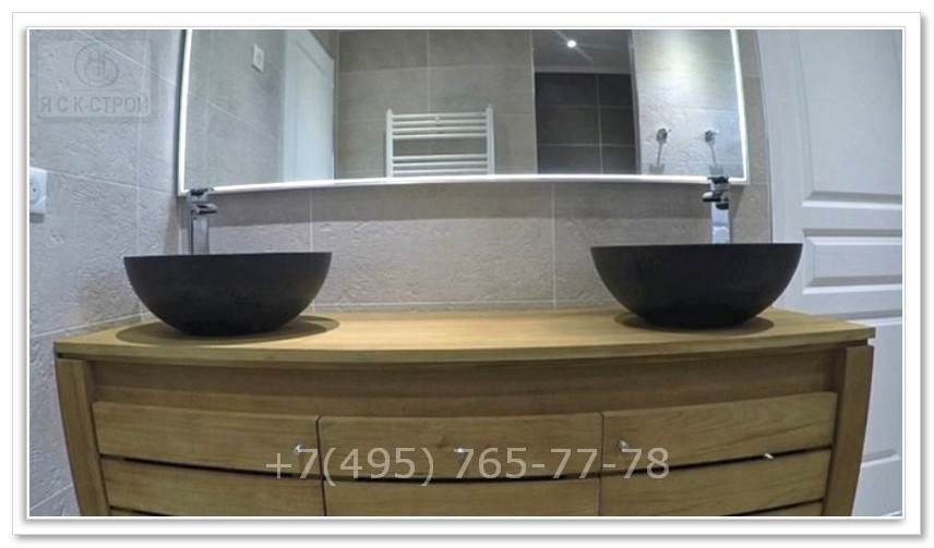 Стоимость ремонта ванной комнаты - Зеркало с подсветкой - Москва ЯСК Строй
