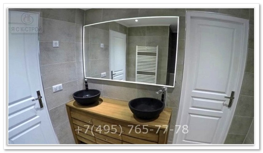 Стоимость ремонта ванной комнаты - Дизайн сочетания зеркала и умывальника - Москва ЯСК Строй