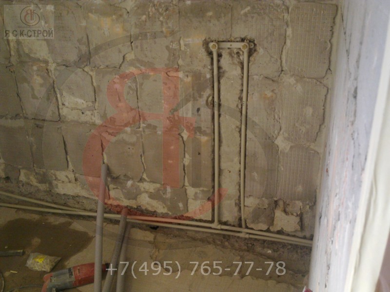 Ремонт ванной комнаты под ключ в загородном доме, цены в Москве., Фото трудового процесса (4)