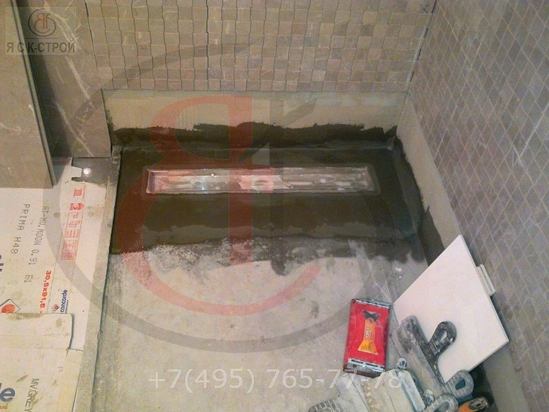 Ремонт ванной комнаты под ключ в загородном доме, цены в Москве., Фото трудового процесса (17)