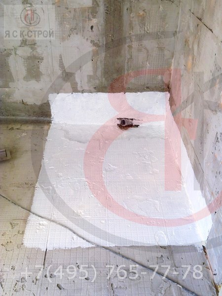Ремонт ванной комнаты под ключ в загородном доме, цены в Москве., Фото трудового процесса (13)