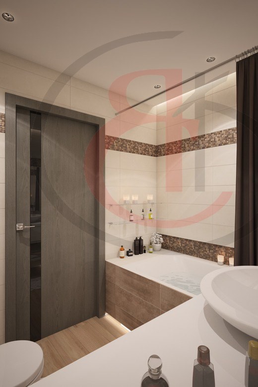 Дизайн интерьер маленькой ванной комнаты, Интерьер небольшой ванной комнаты (совмещенный санузел) (2)