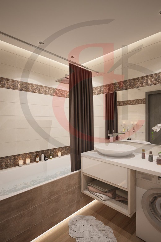 Дизайн интерьер маленькой ванной комнаты, Интерьер небольшой ванной комнаты (совмещенный санузел) (4)